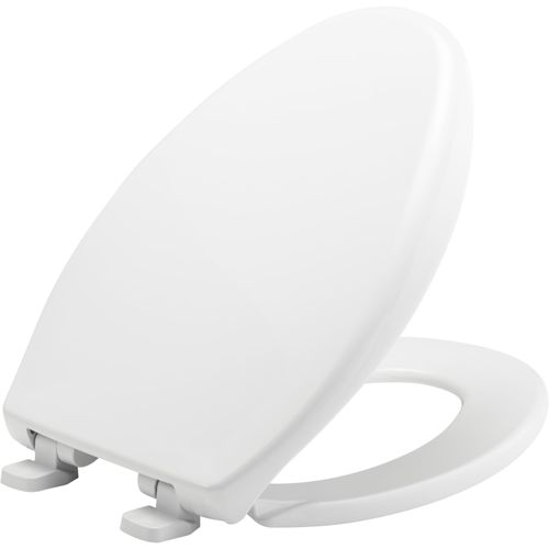 Main product image of Elongated Hospitality Plastic Toilet Seat, STA-TITE, Whisper-Close, DuraGuard, Super Grip Bumpers (White)