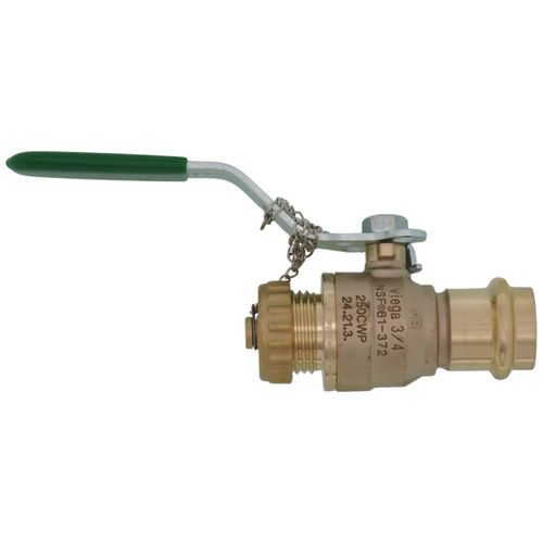 3/4" ProPress x Hose Bronze Full Port Ball Valve w/ Lockable Metal Handle (Lead Free)
