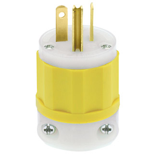 Main product image of 20A, 250V NEMA 6-20P, 2P, 3W, Plug, Straight Blade, Grounding, (Yellow)-WHITE