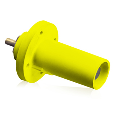 Main product image of 17 Series Male Panel Receptacle, Cam-type, 90-degree, Taper Nose, Threaded Stud, 250-750MCM, 690A (Yellow)