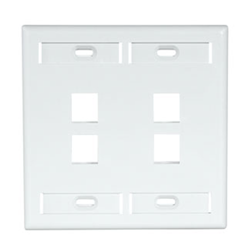 Main product image of Dual-Gang Quickport, Wallplate w/ ID Windows, 4-port (White)