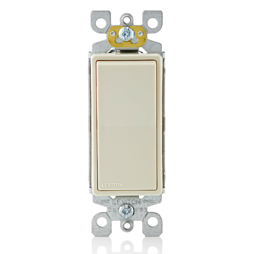 Main product image of 15A Decora Single-pole Switch, Self-grounding (Light Almond)