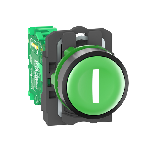 Main product image of Harmony XB5R Wireless Push Button with Transmitter, Marked I, Spring Return, w/o Battery, Plastic - Green