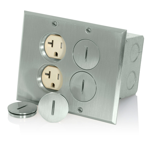 Main product image of Floor Box Assembly w/ (2) 20A Tamper-resistant Outlet/receptacle, Nickel