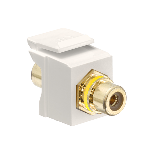 Main product image of RCA Feedthrough Quickport, Connector, Gold-plated (Yellow) Stripe (Light Almond) Housing
