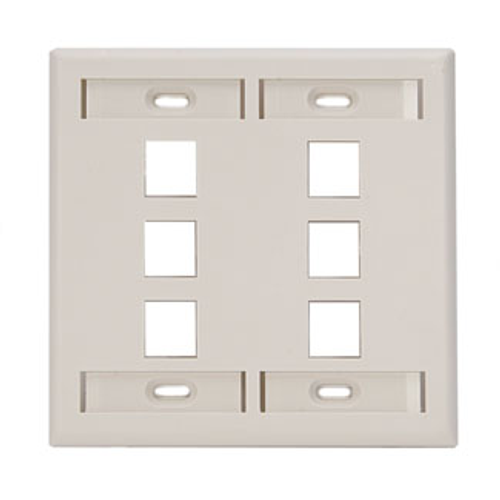 Main product image of Dual-Gang Quickport, Wallplate w/ ID Windows, 6-port (Light Almond)
