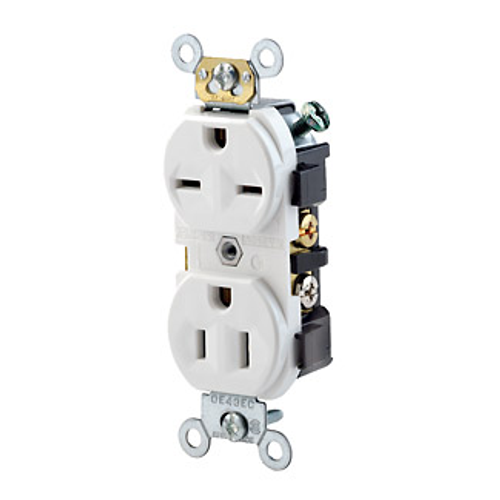 Main product image of 15A Duplex Receptacle/outlet, Commercial Grade, Dual Vage, Self-grounding (White)