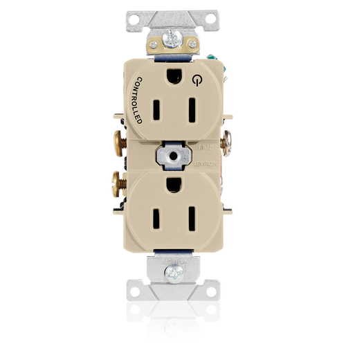 Main product image of Duplex Receptacle, Heavy-Duty Industrial, Split-Circuit, 15A 125V 2P 3W (Ivory)