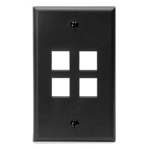 Main product image of Single-Gang Quickport, Wallplate, 4-port (Black)