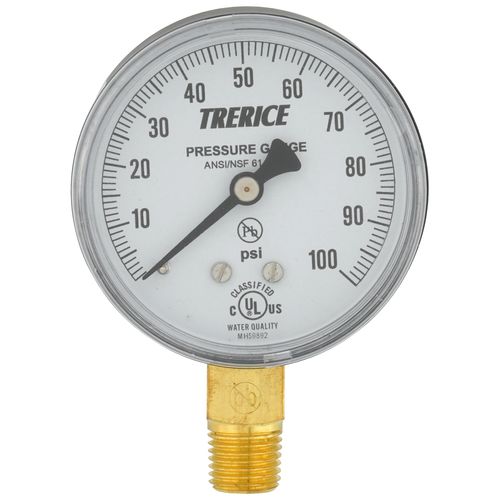 Main product image of 800B, 2-1/2" Dry Utility Pressure Gauge with Lower Mount, 1/4 NPT (0-100 PSI)