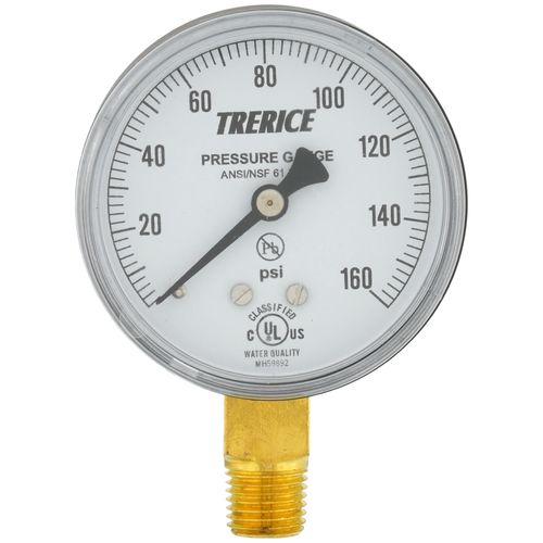 Main product image of 800B, 2-1/2" Dry Utility Pressure Gauge with Lower Mount, 1/4 NPT (0-160 PSI)