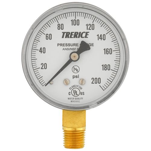 Main product image of 800B, 2-1/2" Dry Utility Pressure Gauge with Lower Mount, 1/4 NPT (0-200 PSI)
