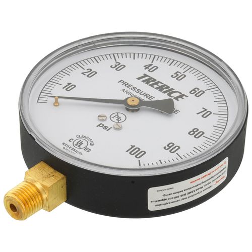 Main product image of 800B, 4" Dry Utility Pressure Gauge with Lower Mount, 1/4 NPT (0-100 PSI)