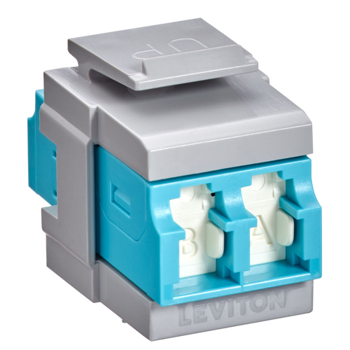 Main product image of Quickport, Duplex Lc Adapter, Shuttered, 10g Lomm, Zirconia Ceramic Sleeve, Aqua/gray