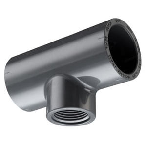 Main product image of 2-1/2" x 2-1/2" x 3/4" PVC Schedule 80 Reducing Tee (S x FPT)