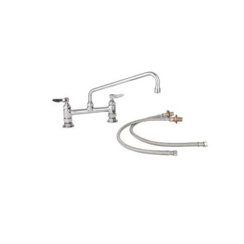 Main product image of Double Pantry Faucet, Deck Mount, 8" Centers, 12" Swing Nozzle (062x), Lever Handles w/ Inlet Kit, B-0221-KIT