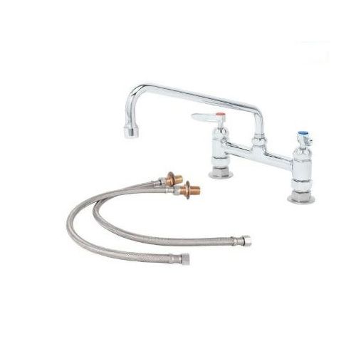 Main product image of Double Pantry Faucet, Deck Mount, 8" Centers, 12" Swing Nozzle, Cerama Cartridges w/ Inlet Kit, B-0221-CR-KIT