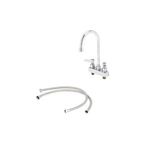 Main product image of Workboard Faucet, Deck Mount, 4" Centers, 133x Swivel Gooseneck, Lever Handles w/ Inlet Kit, B-1141-KIT