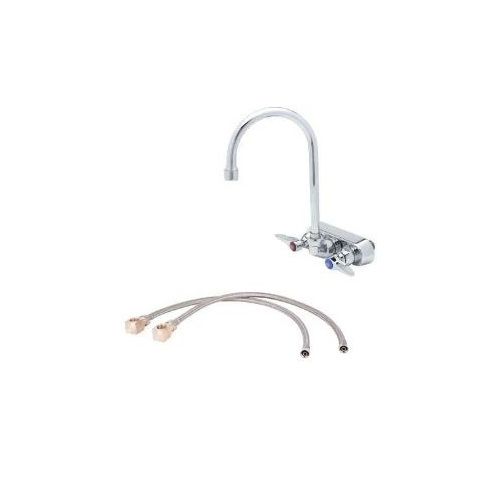 Main product image of Workboard Faucet, 4" Wall Mount, 133x Swivel Gooseneck, Lever Handles w/ Inlet Kit, B-1146-KIT
