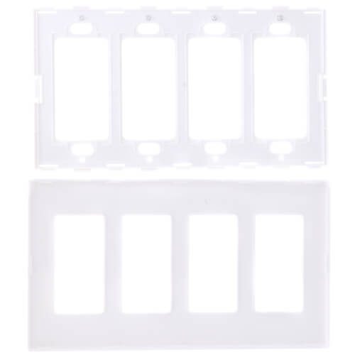 Main product image of 4-Gang Decora Wall Plate, Snap-On Mount (White)
