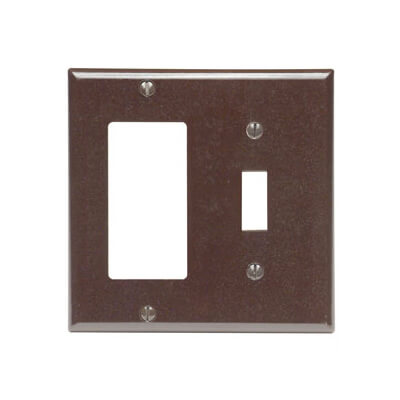 Main product image of 2-Gang Electrical Wall Plate, Combo, 1 Decora & Toggle Switch (Brown)