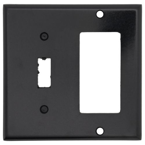 Main product image of 2-Gang Electrical Wall Plate, Combo, 1 Decora & Toggle Switch (Black)