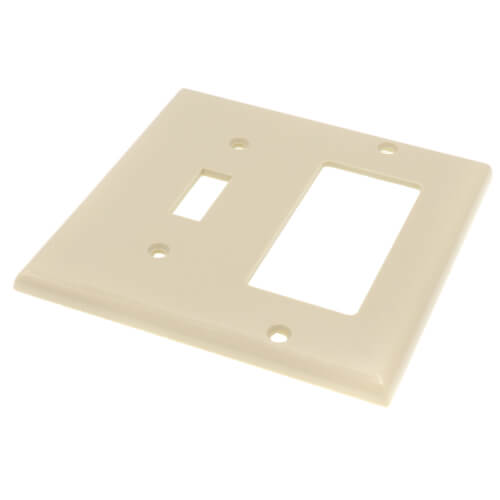 Main product image of 2-Gang Electrical Wall Plate, Combo, 1 Decora & 1 Toggle Switch (Ivory)