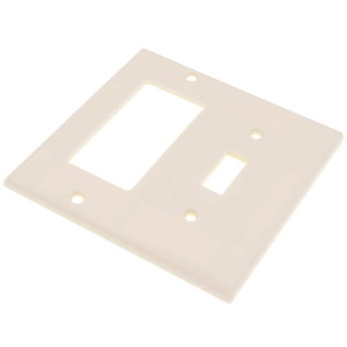 Main product image of 2-Gang Electrical Wall Plate, Combo, 1 Decora & 1 Toggle Switch (Light Almond)