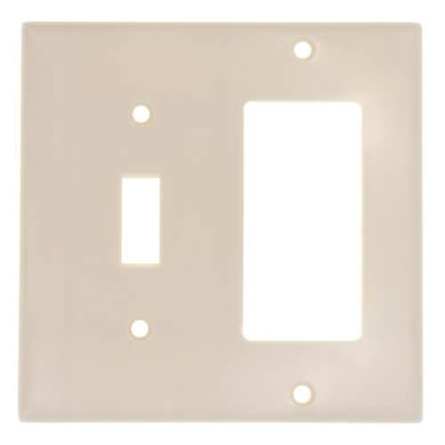 Main product image of 2-Gang Electrical Wall Plate, Combo, 1 Decora & 1 Toggle Switch (Light Almond)