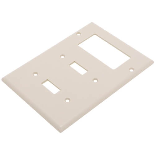 Main product image of 3-Gang Electrical Wall Plate, Combo, 2 Toggle & 1 Decora (Light Almond)