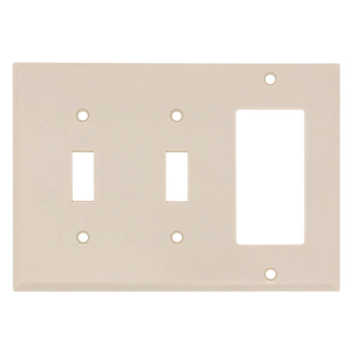 Main product image of 3-Gang Electrical Wall Plate, Combo, 2 Toggle & 1 Decora (Light Almond)