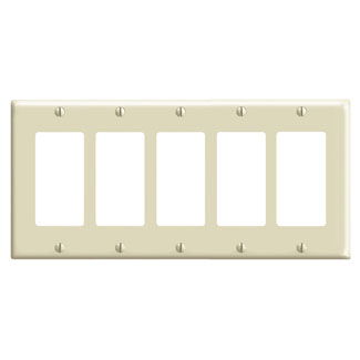 Main product image of 5-Gang Electrical Wall Plate, Decora (Ivory)