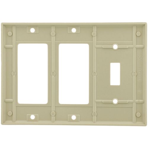 Main product image of 3-Gang Electrical Wall Plate, Combo, 2 Decora & 1 Toggle (Ivory)