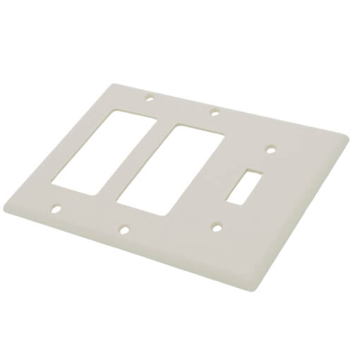 Main product image of 3-Gang Electrical Wall Plate, Combo, 2 Decora & 1 Toggle (Light Almond)