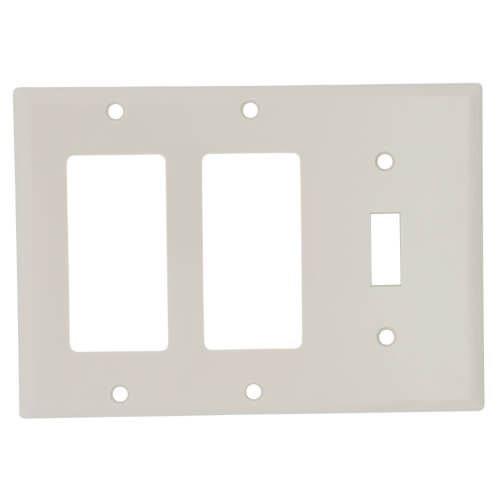 Main product image of 3-Gang Electrical Wall Plate, Combo, 2 Decora & 1 Toggle (Light Almond)