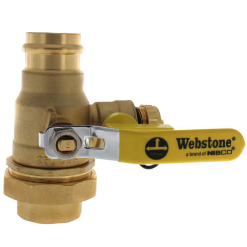 Main product image of 1-1/4" Pro-Pal Press Union Full Port Ball Valve w/ Hi-Flow Hose Drain & Reversible Handle (Lead Free)