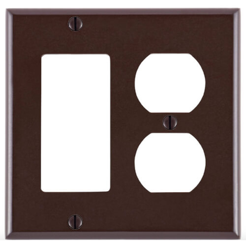 Main product image of 2-Gang Electrical Wall Plate, Combo, Decora & Duplex (Brown)