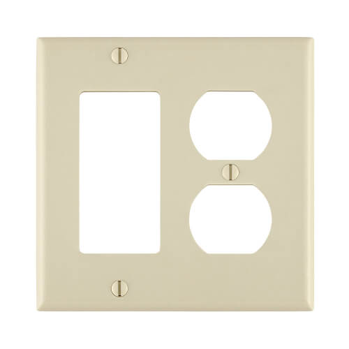 Main product image of 2-Gang Electrical Wall Plate, Combo, 1 Decora & 1 Duplex (Light Almond)