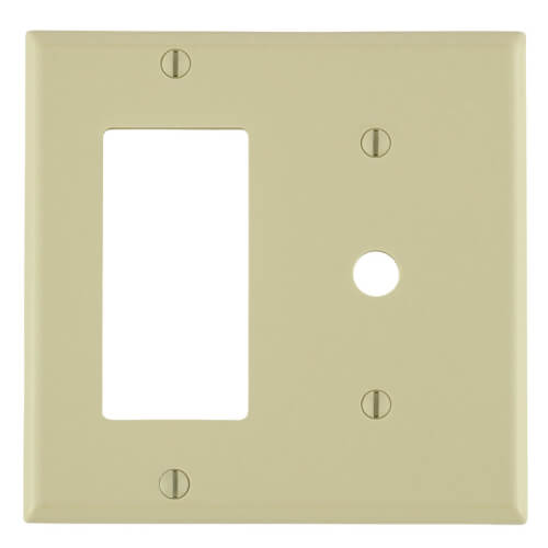 Main product image of 2-Gang Electrical Wall Plate Combo, 1 Decora & 1 Telephone/Cable (Ivory)
