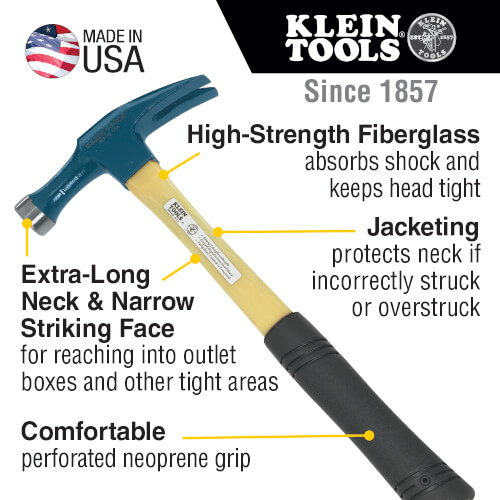 Main product image of 18 oz. Electrician's Straight-Claw Hammer, 15" Long