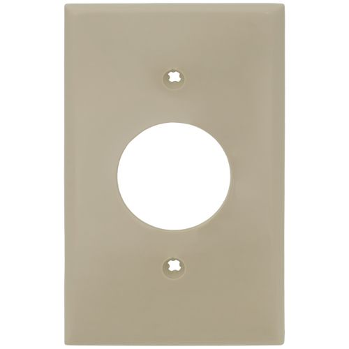 Main product image of 1-Gang Electrical Wall Plate, Nylon, 1.406" Hole Single Receptacle (Ivory)