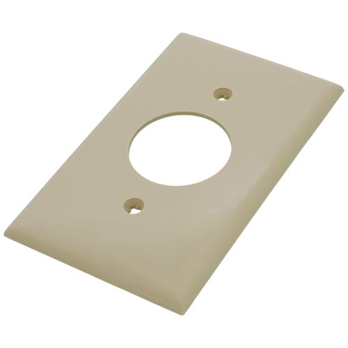 Main product image of 1-Gang Electrical Wall Plate, Nylon, 1.406" Hole Single Receptacle (Ivory)