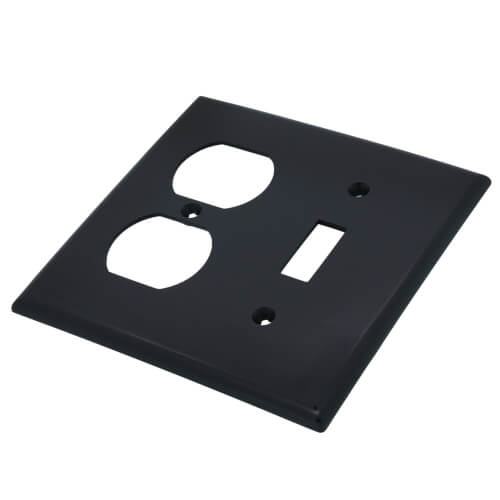 Main product image of 2-Gang Electrical Wall Plate, Nylon, Combo - Toggle Switch & Duplex (Black)