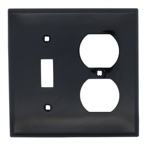 Main product image of 2-Gang Electrical Wall Plate, Nylon, Combo - Toggle Switch & Duplex (Black)