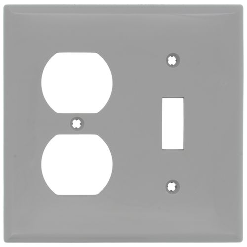 Main product image of 2-Gang Electrical Wall Plate, Nylon, Combo - Toggle Switch & Duplex (Grey)