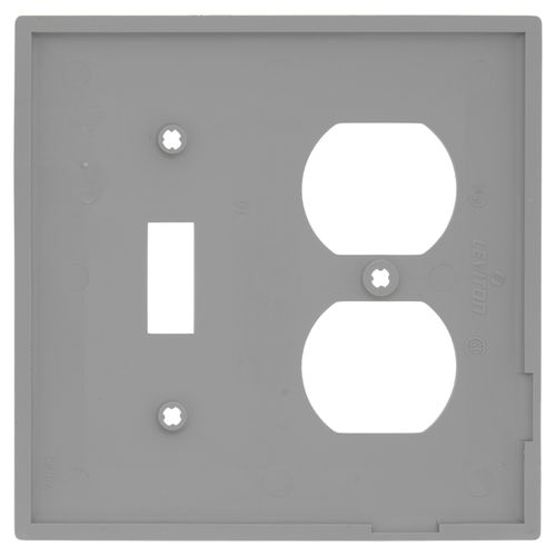 Main product image of 2-Gang Electrical Wall Plate, Nylon, Combo - Toggle Switch & Duplex (Grey)