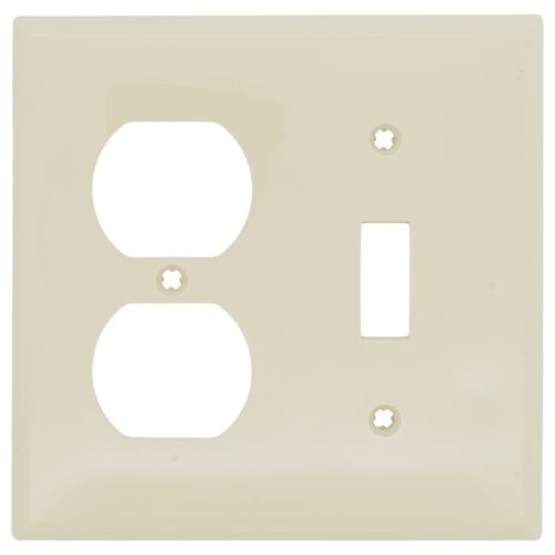 Main product image of 2-Gang Electrical Wall Plate, Nylon, Combo - Toggle Switch & Duplex (Ivory)