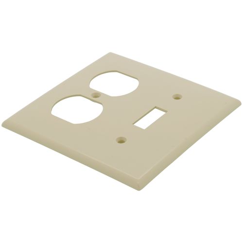 Main product image of 2-Gang Electrical Wall Plate, Nylon, Combo - Toggle Switch & Duplex (Ivory)