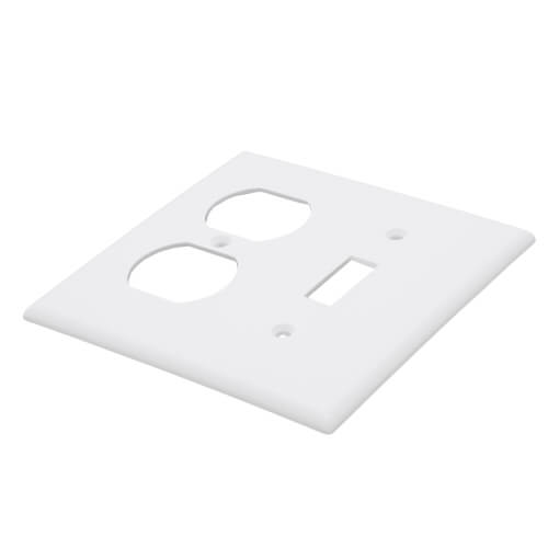 Main product image of 2-Gang Electrical Wall Plate, Nylon, Combo - Toggle Switch & Duplex (White)