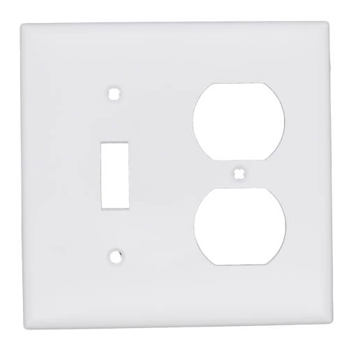 Main product image of 2-Gang Electrical Wall Plate, Nylon, Combo - Toggle Switch & Duplex (White)